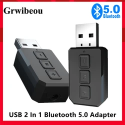 USB 2 In 1 Bluetooth 5.0 Adapter Dongle Handsfree Audio Receivers Wireless Transmitters with AUX RCA 3.5MM Jack Stereo For PC TV