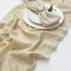 Rustic Gauze Table Runners Beige Cotton Dining table Retro Burr Texture Vintage Home Christmas Wedding Decoration 3