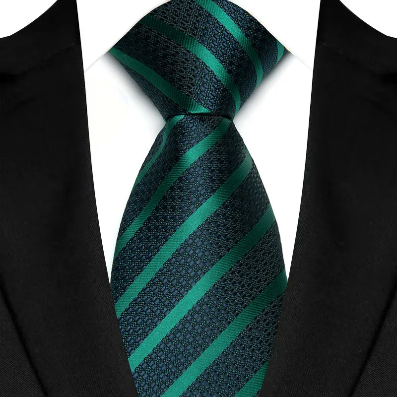 Plaid Tie Wedding Men 8CM Dark Green Plaid Striped Paisley Neckties Men Business Groom Collar Accessories Gift