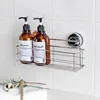 Bathroom Shelf Organizer Shower Storage Rack Stainless Steel Wall Mounted Toilet Shampoo Holder No Drill Vacuum Suction Cup 4