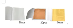 Premium Shiny Gold Leaf Sheets for Gilding and Crafts - 8x8cm (Gold silver rose)