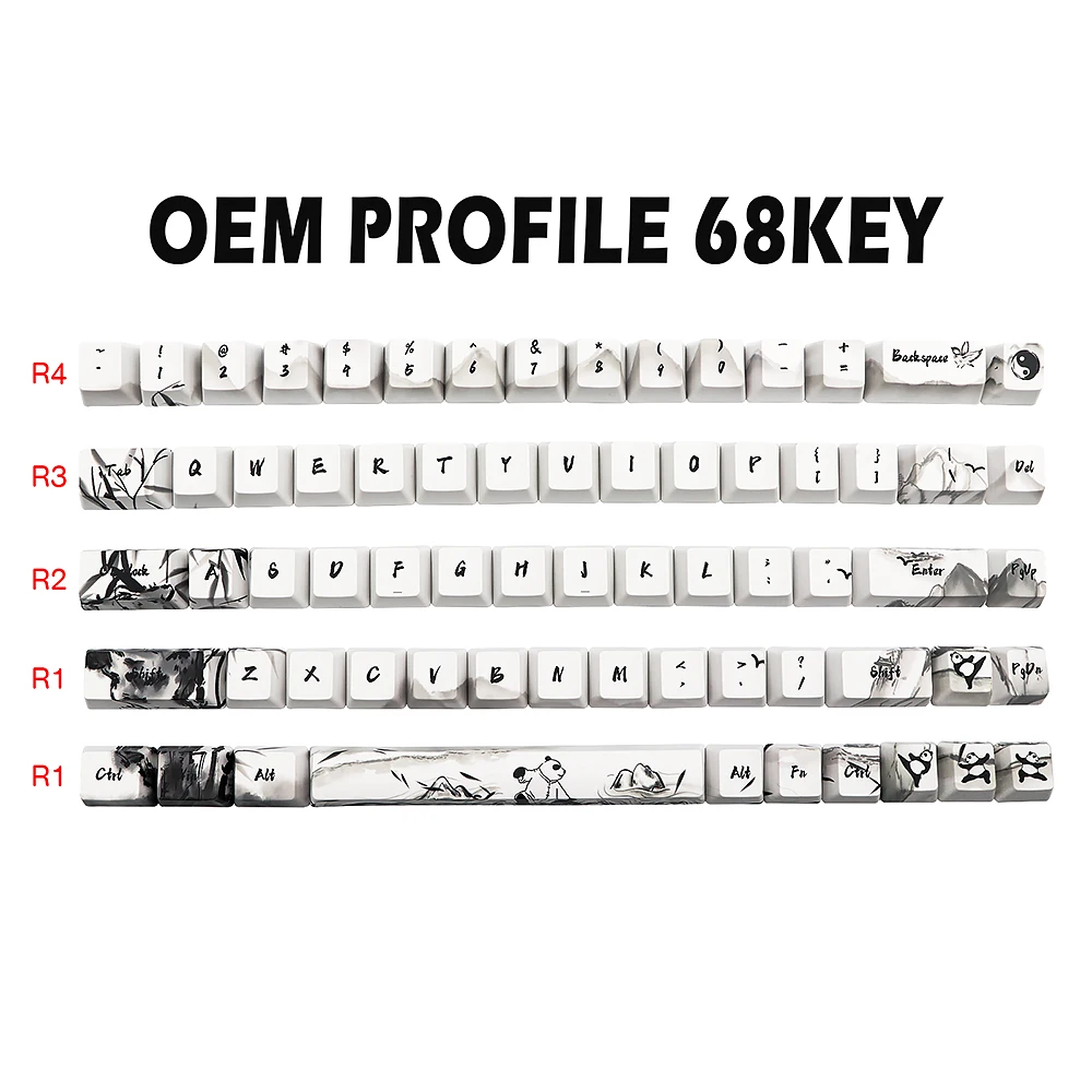 Panda-キーボードキャップ,モデルGMK-KEY,pbt,昇華,日本のキー