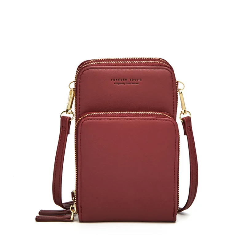 1PC Womens Printing 3 Layer Canvas Phone Bag Messenger Shoulder Bag Zipper Coin Card Key Purse for Women's Bank Card Holder Pack 