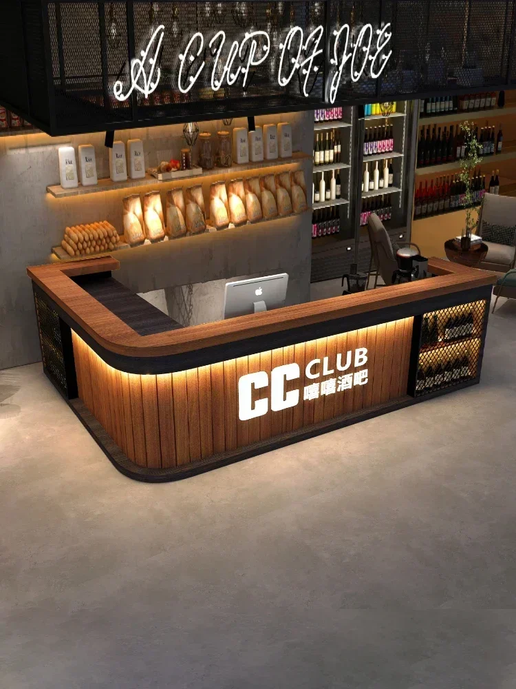 Retro industrial style bar bar restaurant barbecue restaurant cashier reception counter iron art