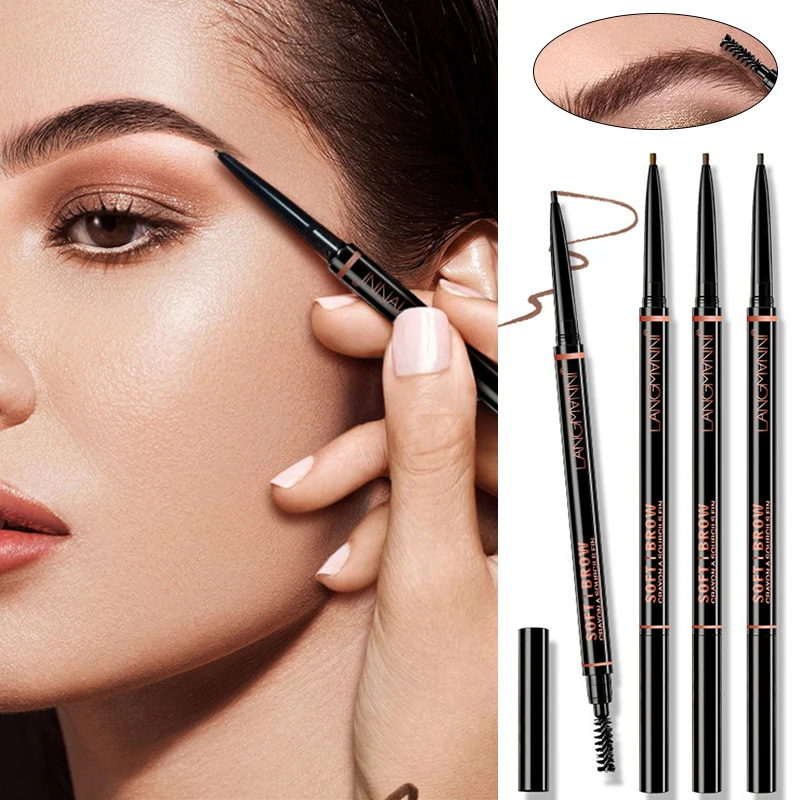 

4 Colors Eye Makeup Brow Enhancer Eyebrow Tattoo Pen Automatic Rotation Double Head Waterproof Long-Lasting Natural Makeup