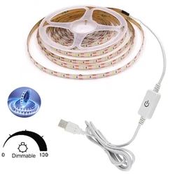 USB-Powered LED Strip Light with Touch Dimmer - 5m (Cool white)