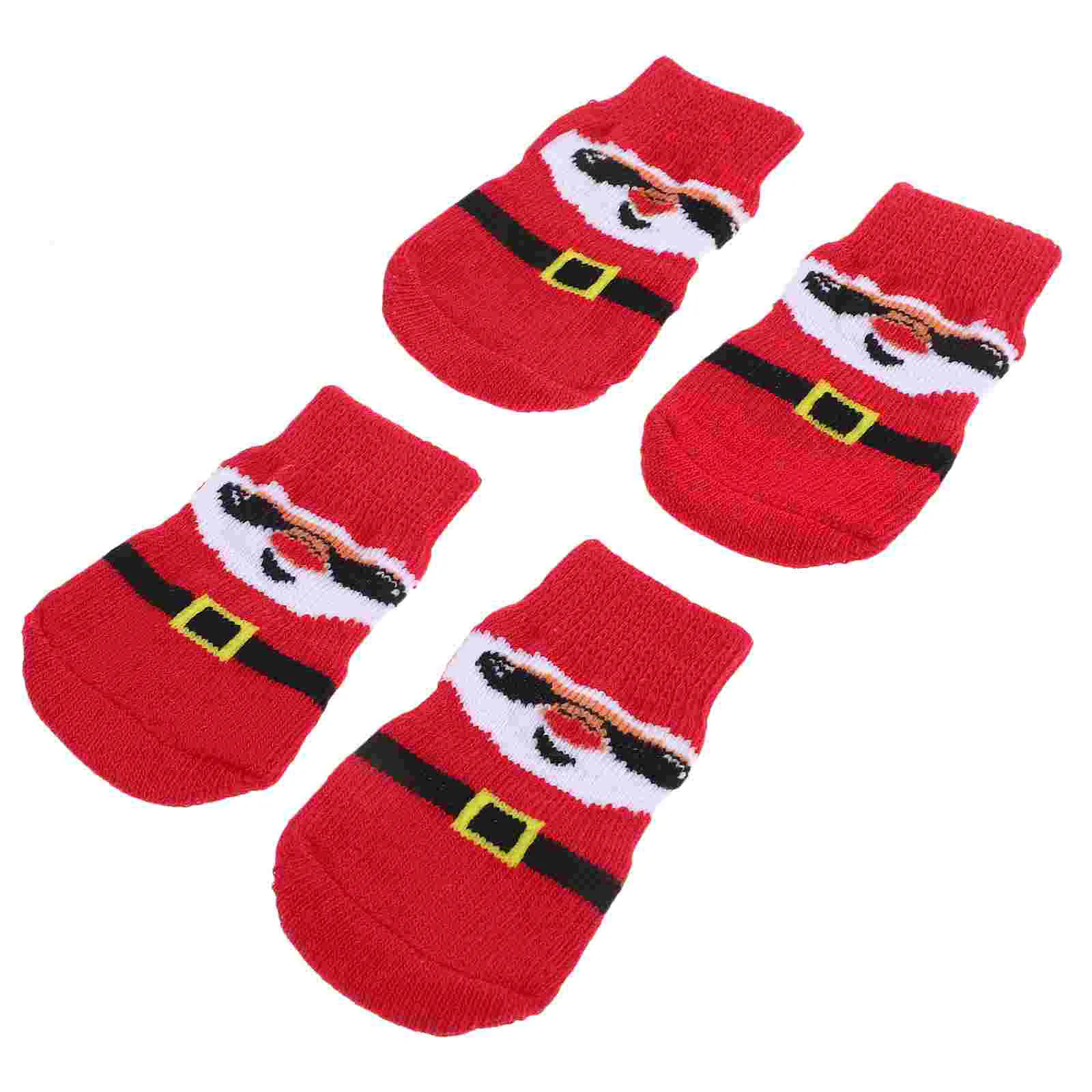 

4 Pcs Pet Socks Dog Shoe Wear-resistant Winter Antiskid Replaceable Paw Protectors Polyester Elder Small Adorable