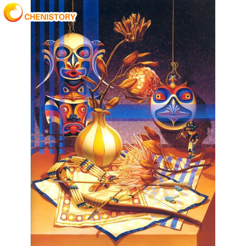 

CHENISTORY Oil Painting By Numbers Landscape DIY Paint By Number Desk Lamp On Canvas Painting Kits For Adults Kits Modern Home D