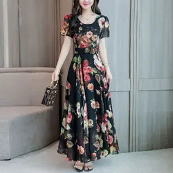 Elegant Vintage Floral A - Line Summer Dress - 3XL(65 - 70kg) (Picture Color)