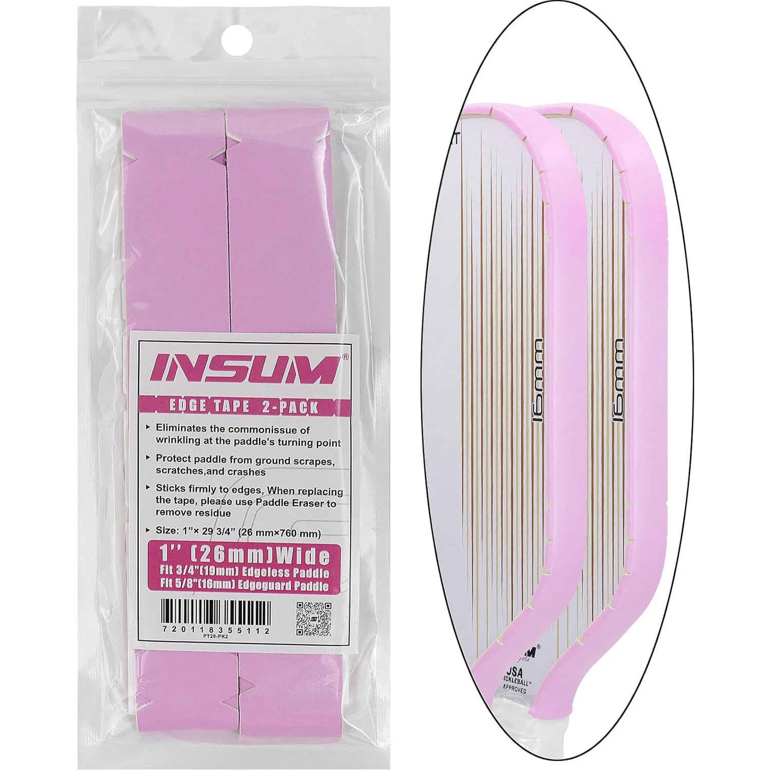 2Pcs Pickleball Accessory Pickleball Paddle Edge Guard Tape Easy Application Premium Materials with Pattern Paddle Skins 23/26MM