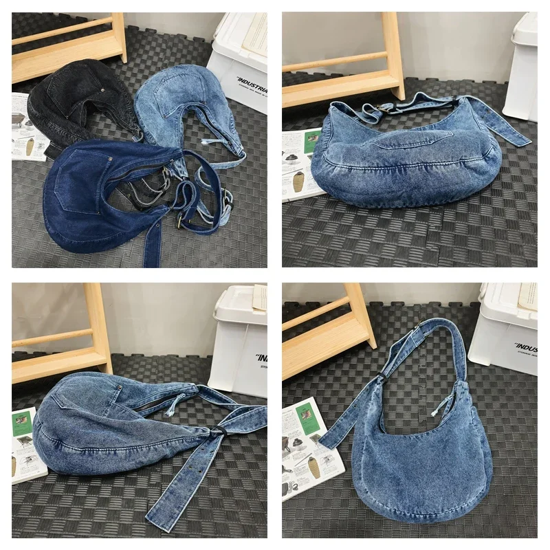 Big Denim Women's Bag New Jeans Shoulder Cross Bag Messenger Bag Y2K Cowboy Eco Bag Korean Shopping Satchels Soft Canvas Handbag