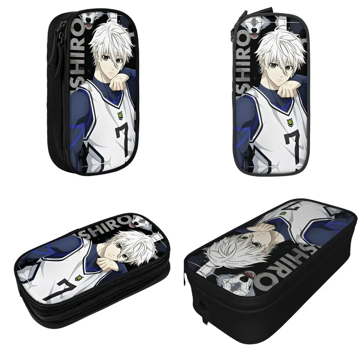 Blue Lock Soccer Player Pencil Case Pen Box Bags Student Large Storage Students School Zipper Pencil Box