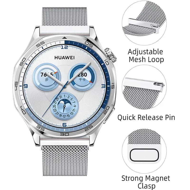 Sleek Milanese Magnetic Watch Band, 20mm/22mm, Stainless Steel Mesh Strap
