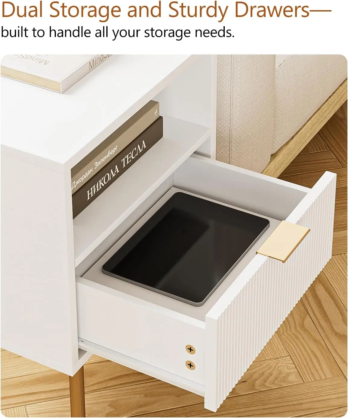 Mid-Century Gold Nightstand 6