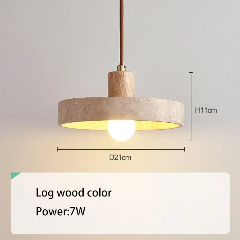 Wabi-sabi Style Travertine Chandelier Nordic Cream Style Retro Flying Saucer Dining Table Bedside Pendant Lights LED
