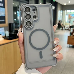 Luxury Translucent Matte Shockproof Magnetic Phone Case for Galaxy S26 Plus (GRAY)