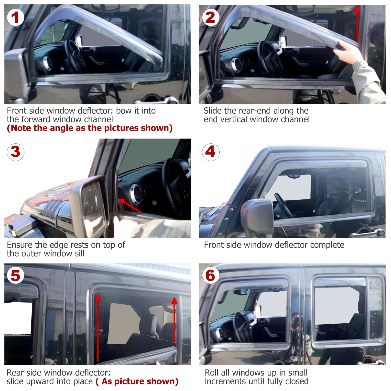 Side Window Deflector Exterior Weather Shield Shelters Wind Rain Shade Visor Guard car window deflectors Jeep Wrangler 2/4-door JK 2007 -