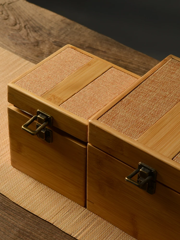 Bamboo Tea Figue Handicraft Article Storage Box, Gift Packing, Luxury Goods, Square, Rectangle 3