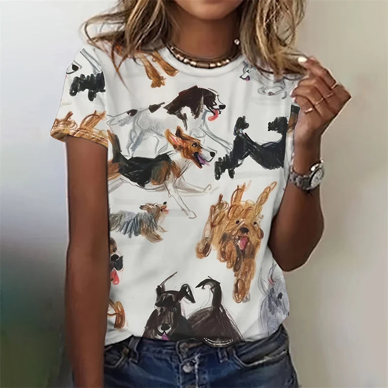 3D Printed Cowboy Horse T-Shirt For Women Colorful Animal Graphic T Shirts Summer Loose Tees Short Sleeves Round Neck Tops 3