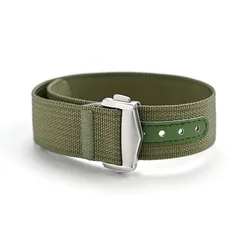 Versatile Ribbed Nylon Waterproof Watch Strap with Folding Buckle - Sporty & Stylish - 22mm (Army Green)