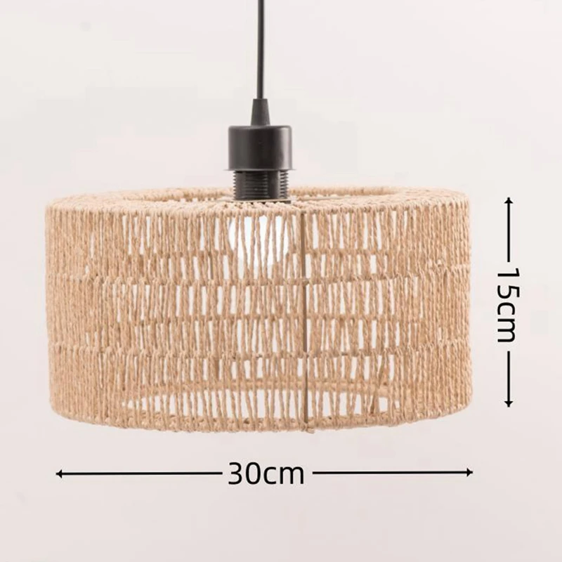 AB39-Paper Rope Lampshade Ceiling Light Shade Boho Chandelier Shade Bulb Guard For Restaurant Cafe Living Room