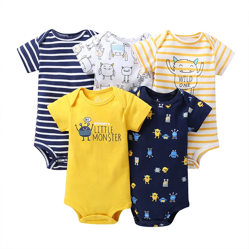 

Baby Boy Clothes 5style Baby Rompers Infant Boy And Gilrs Bodysuit Summer Onesie Soft Cotton Suit for 0 to 24 Baby 5pcs per lot