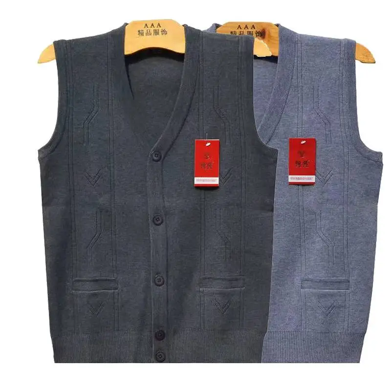 2023 Men Brand Knit Vest Buttons Down Basic Sweater Vest Cardigan Sleeveless Wool  Vintage for Autumn and Winter V Neck A83