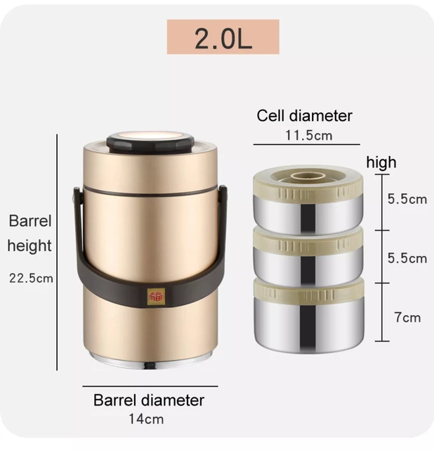 Thermal Insulated Divided Compartment Plate★Lunch Box Vacuum Thermos Jar  Flask 304 Stainless Steel★Student Kids Office