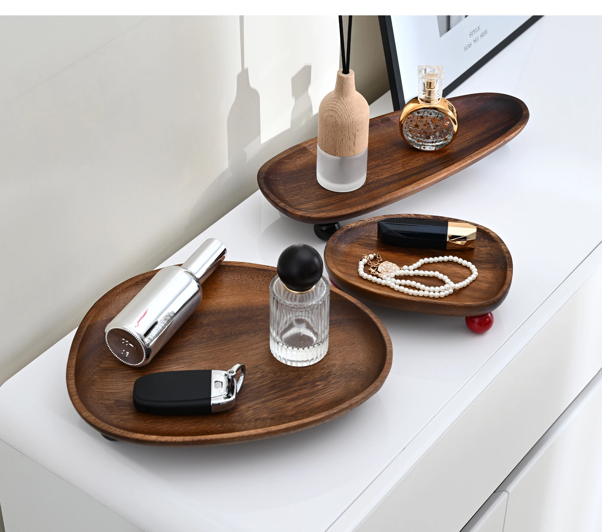 Irregular Shape Wooden Tray - Desktop Decoration, Tray for Jewelry Supplies, Storage Organizer
