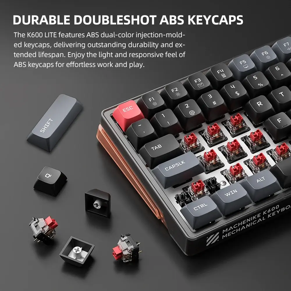 MACHENIKE K600 LITE Mechanical Keyboard 96% Layout 100 Keys Wired Gaming Keyboard Hot-swappable RGB Lighitng NKRO For Laptop PC images - 6