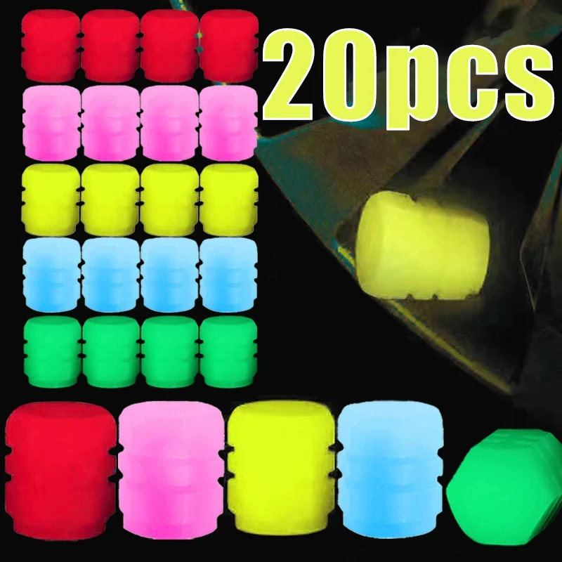 Tire Valve Caps 20Pcs Mini Luminous Car Motorcycle Colorful Glowing