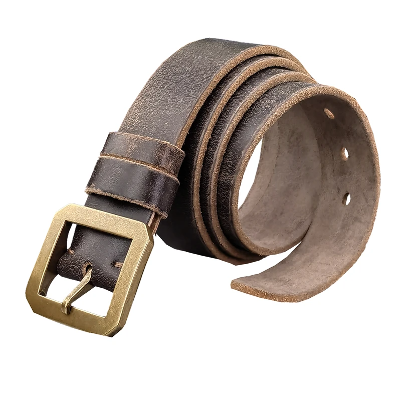 

Мужской ремень в винтажном стиле, Одноцветный ремень из латуни, Пряжка из натуральной кожи, мужской ремень из натуральной кожи, мужской джинсовый ремень MBT0614