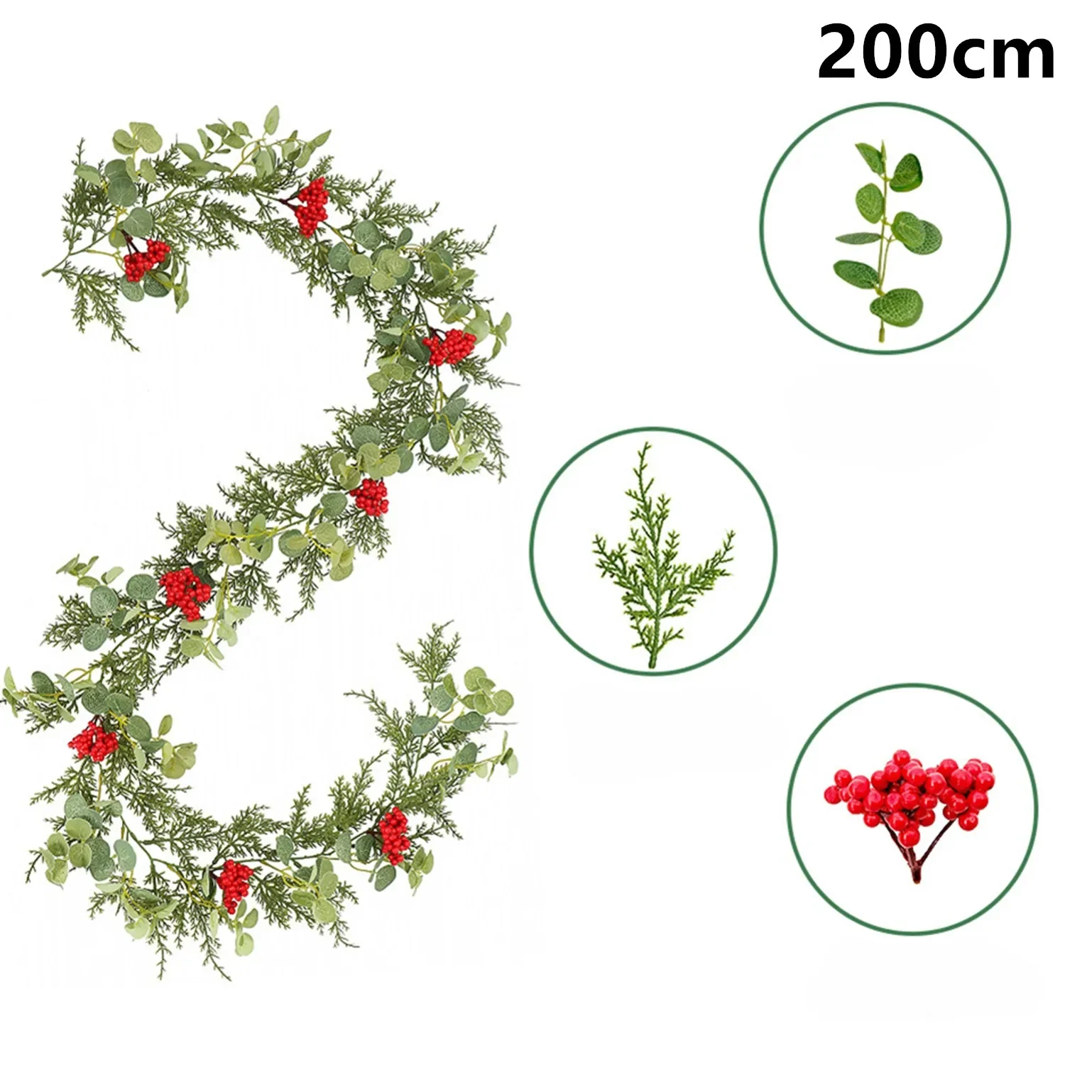 DearHouse Weihnachtsgirlande 1,8m - Künstliche Kiefer Mit Beeren & Tannenzapfen