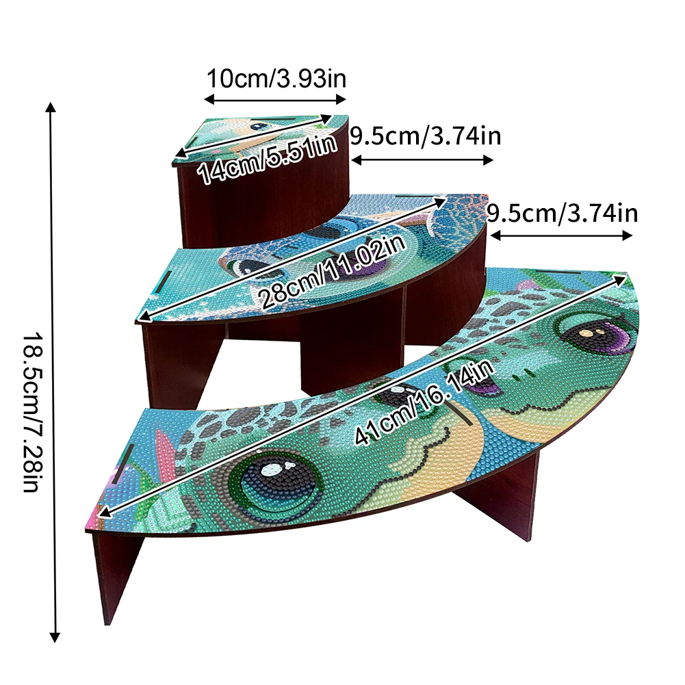 3 Tier Wood Turtle DIY Diamond Painting Storage Holder for Home Study Office