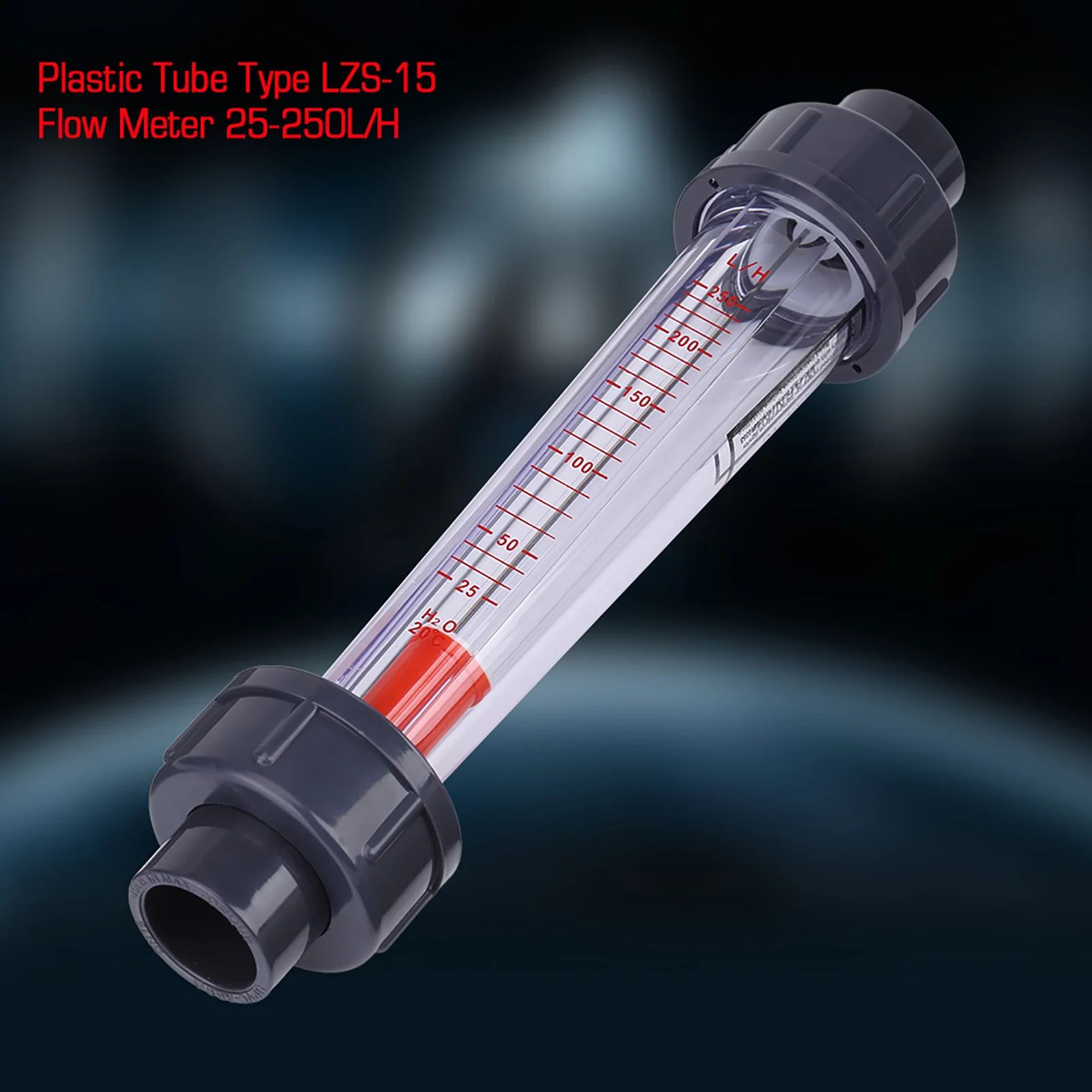 25-250L/H Flowmeter Water Flow Meter Plastic Tube Type Instantaneous