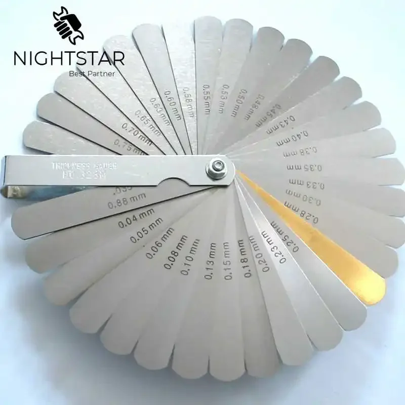 32 블레이드 미터법 두께 게이지 세트 태핏 밸브 필러 게이지 게이지, 황동 측정 범위 0.04mm - 0.88mm 미터법