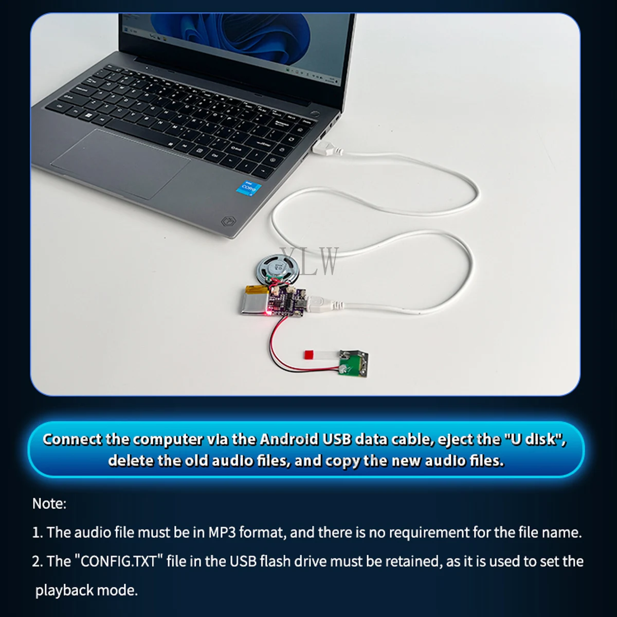 MP3 Music Sound Chips USB Download Greeting Cards Control Playback 4MB/16MB Voice Module for Christmas Birthday Card Toys Gifts