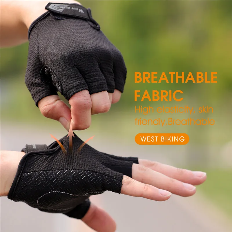 WEST BIKING Cycling Gloves Anti-slip Breathable Summer Half Finger Gloves Men Women Outdoor Sports Running MTB Road Bike Gloves