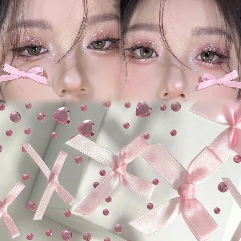 Pink Crystal Diamond Face Stickers Self Adhesive Body Art Tattoos