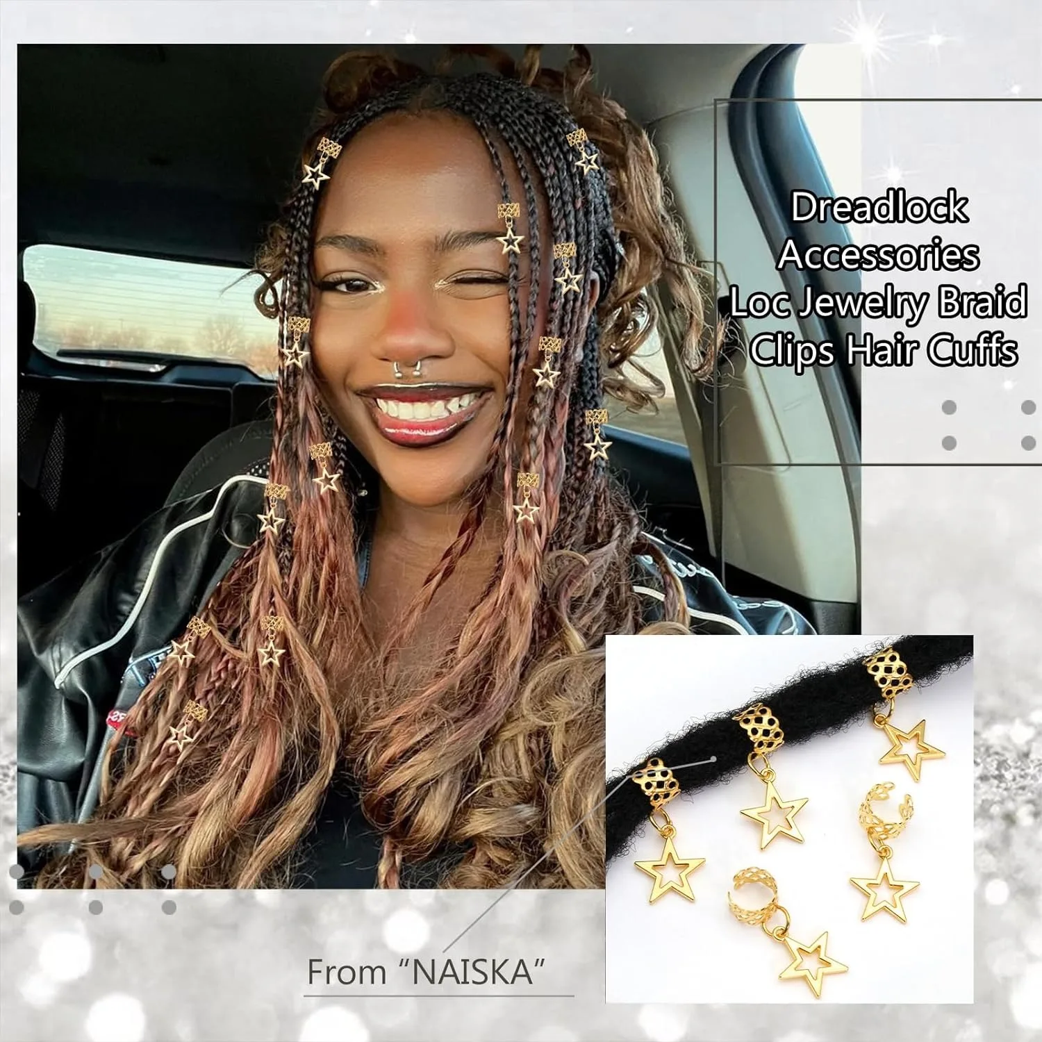 10PCS Alloy Star Braid Clips Hair Jewelry for Braids Dreadlock