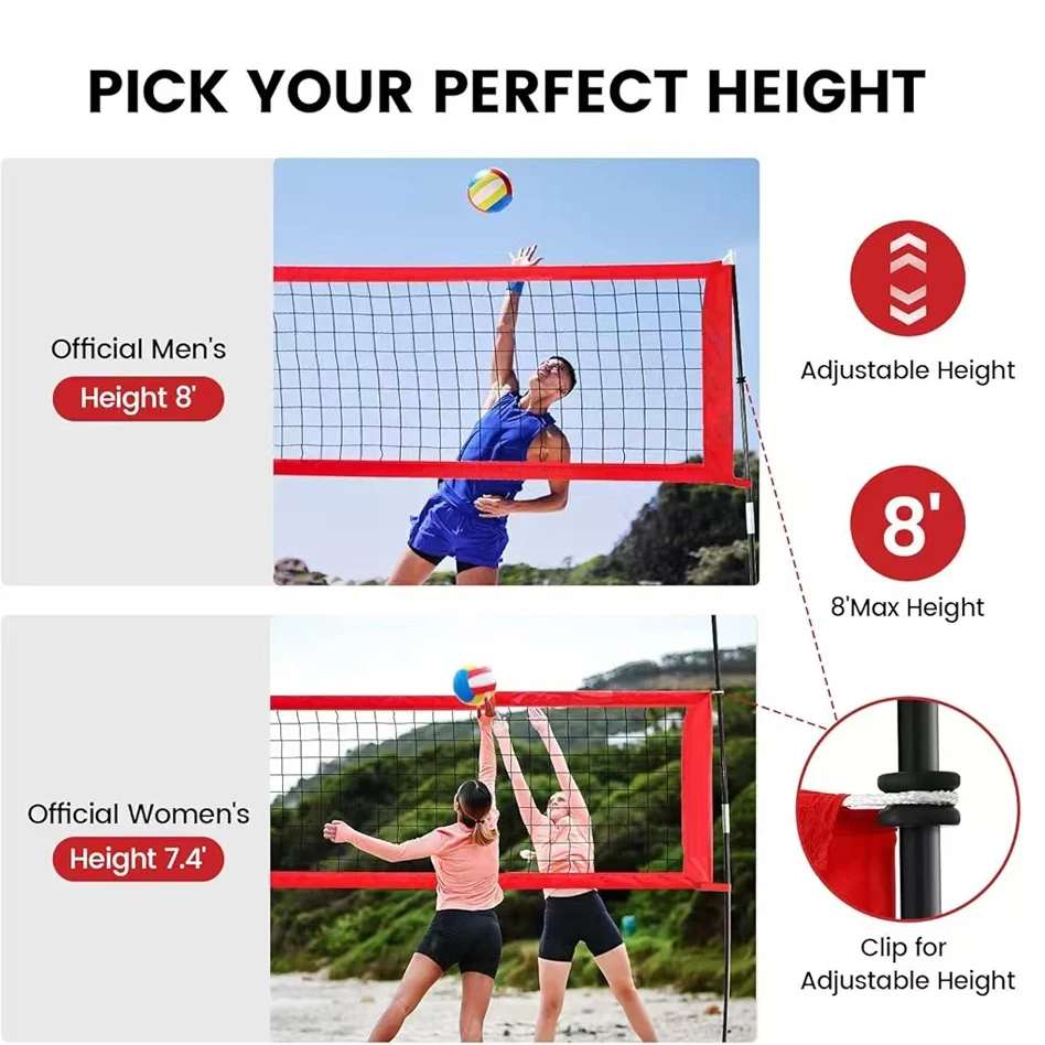 12FT Portable Volleyball Training Net ,volleyball Net Set for Beach Court or Serving Practice with Adjustable Height