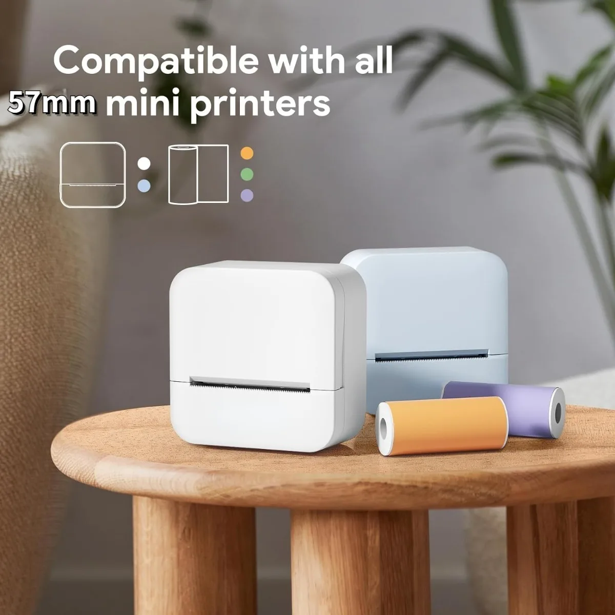 Mini Thermal Sticker Self-adhesive Color Sticky Printing Paper Rolls for Portable Mini Printer, 57x30mm,for Halloween Christmas