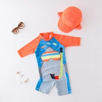 Baby Girls Swimsuit Long Sleeves One Piece Swimwear for Kids Toddler Cartoon UPF50+ Rash Guards Infant Bathing Suit 4
