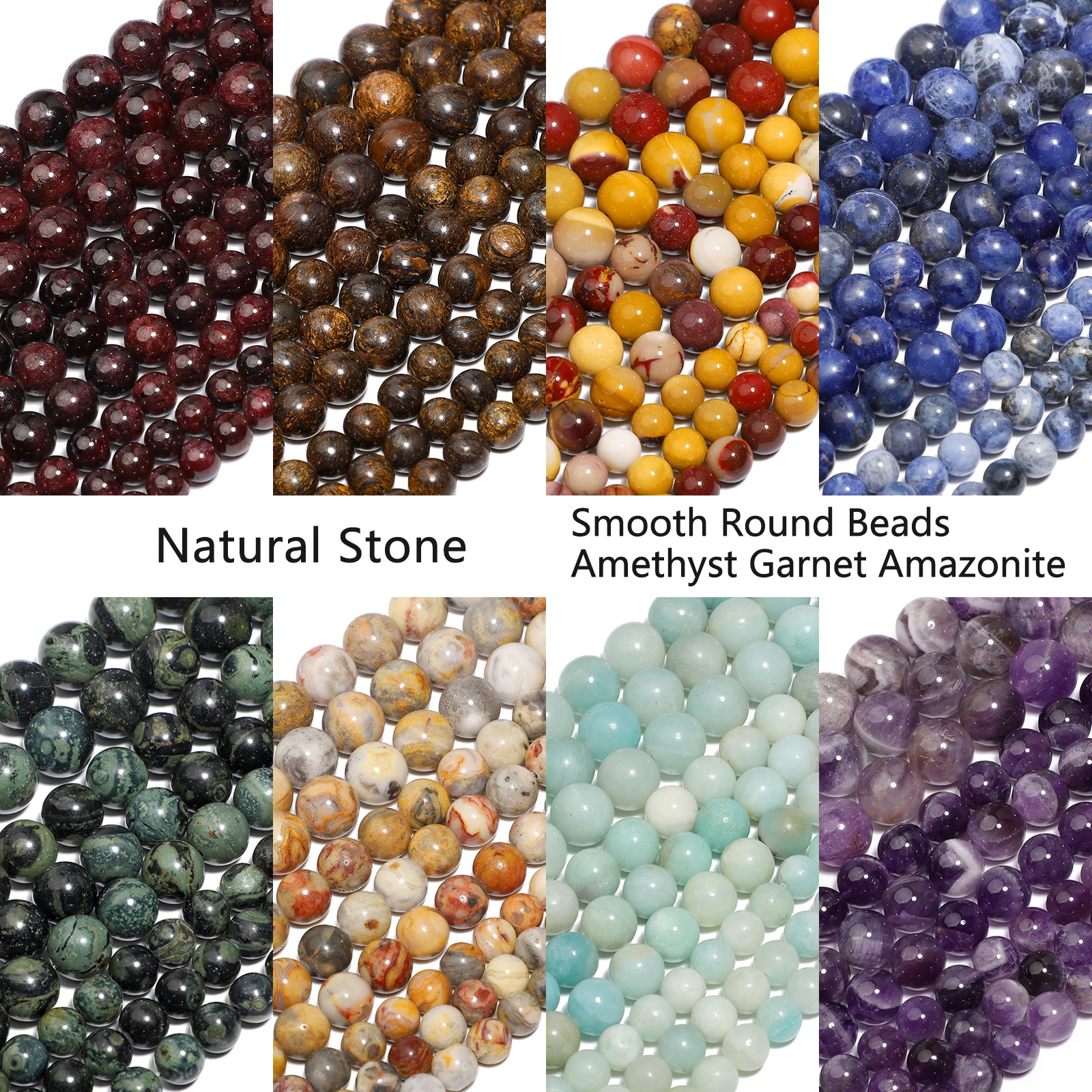 4-12mm Naturstein Amethyst Granat Bronzit Achat Perlen Spacer Perlen Für Schmuck Machen Liefert DIY Armband Zubehör 15''