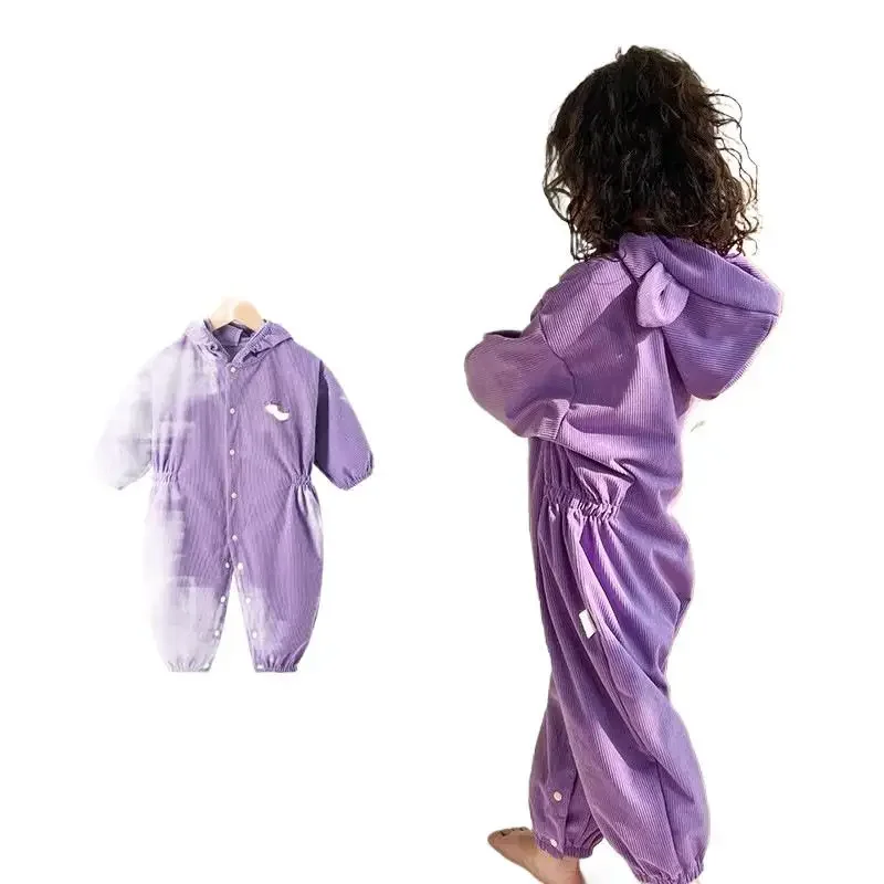 Children's Overall Cotton Romper Art Drawing Clothes Boys Girls Winter Full Body Dirt Resistant Outfit Baby Crawling Suit