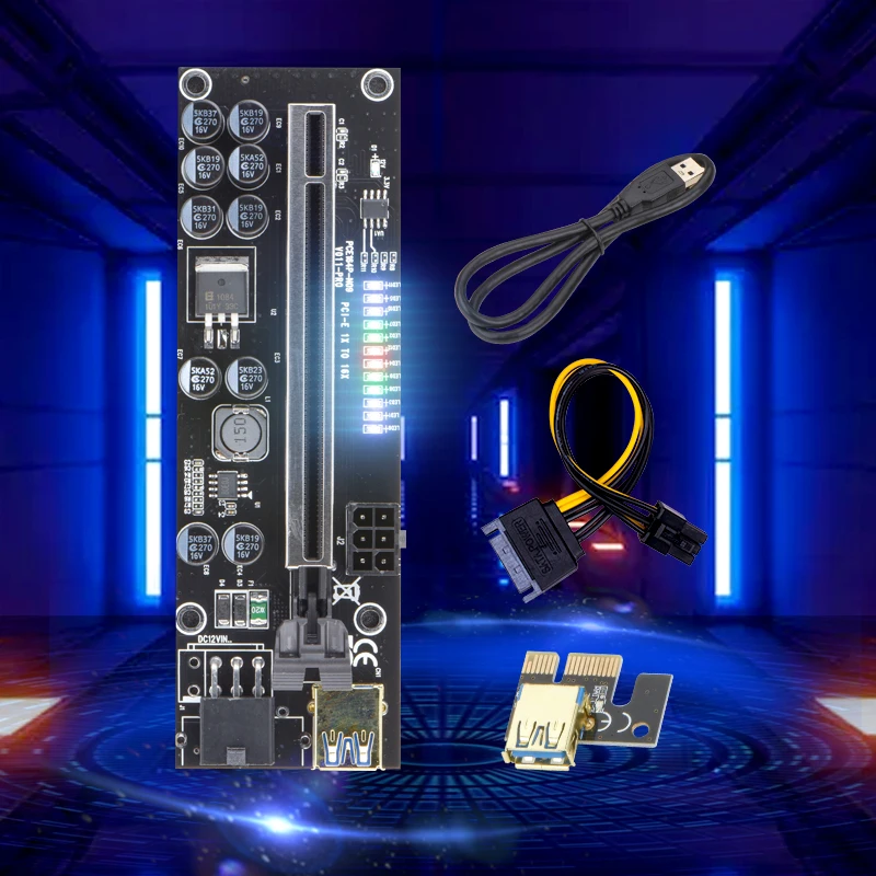 

PCIE Riser V011 Pro PCI-E Riser для видеокарты Riser 011 Pro PCI Express X16 USB 3,0 6P кабель питания светодиодный для майнинга биткоинов