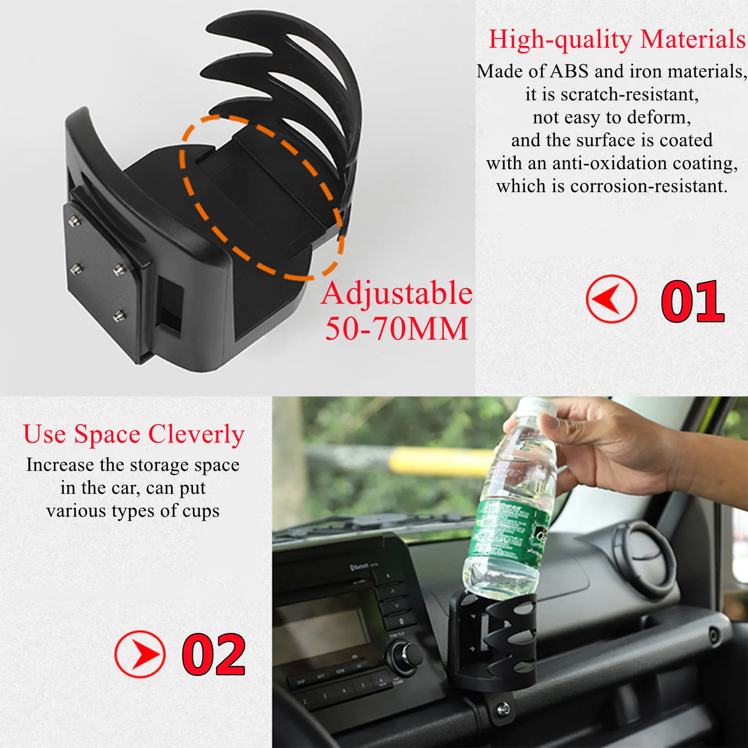 스즈키 지미 JB64 JB74 2019-2024 자동 인테리어 액세서리에 대한 자동차 워터 컵 병 홀더 브래킷 음료 컵 스탠드 주최자