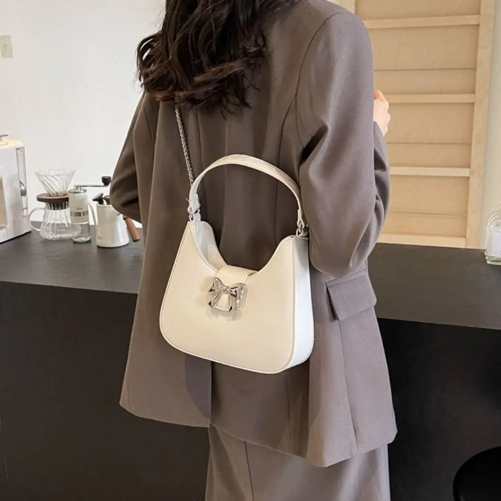 Bow Bowknot Crossbody Bag PU Leather Y2k Style Half-moon Handbag Storage Bag Coin Purse Wallet Dumpling Shoulder Bag Travel