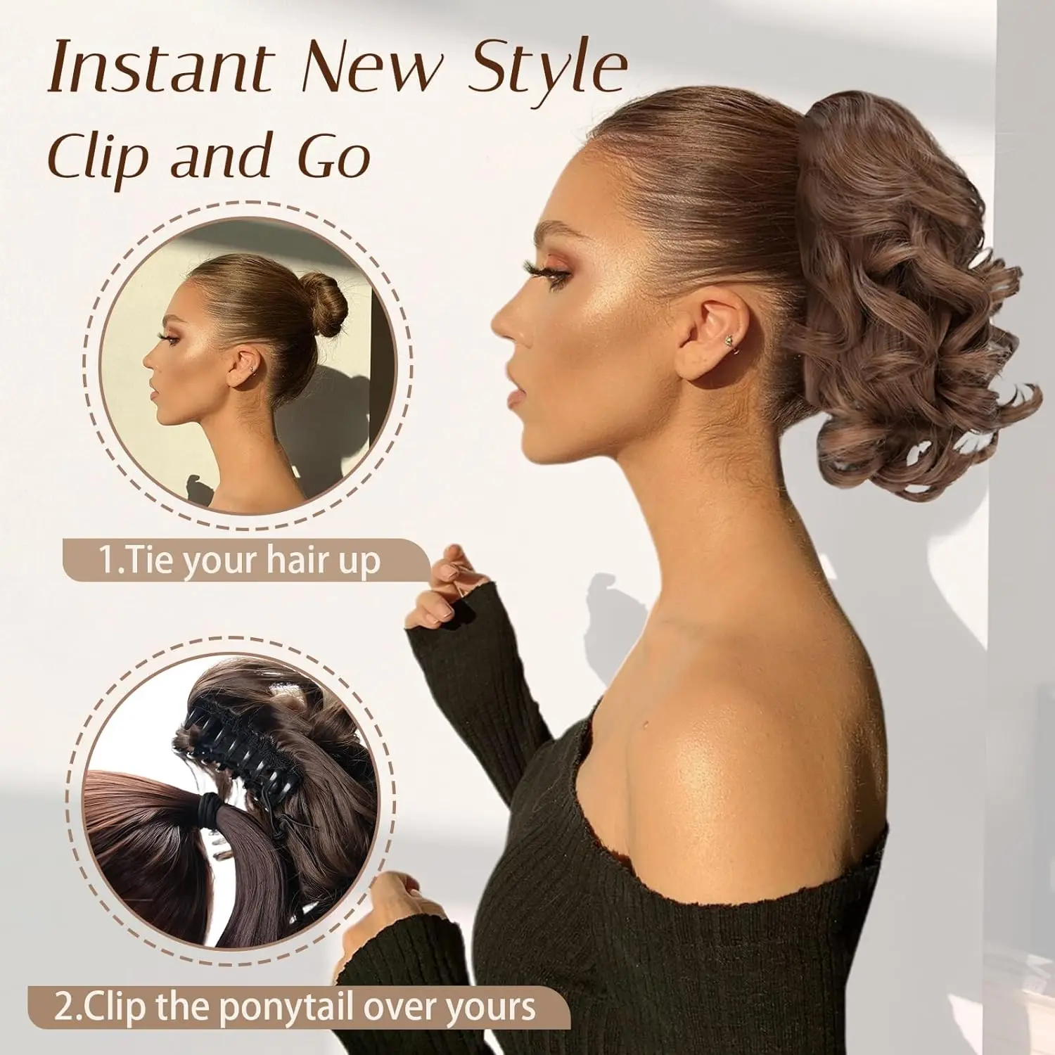 Synthetic Short Ponytail Extension Claw Clip in Hair Extensions for Women Curly Wavy Ponytails Updo Hair Pieces for Kids Girls clip in ponytail hair extension synthetic ponytail synthetic hair accessories clip in ponytail extensions