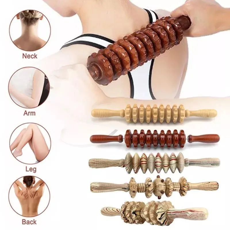 

Wooden Curved Roller Massager Wood Therapy Massage Tool Lymphatic Drainage Anti Cellulite Handheld Muscle Release Roller Stick